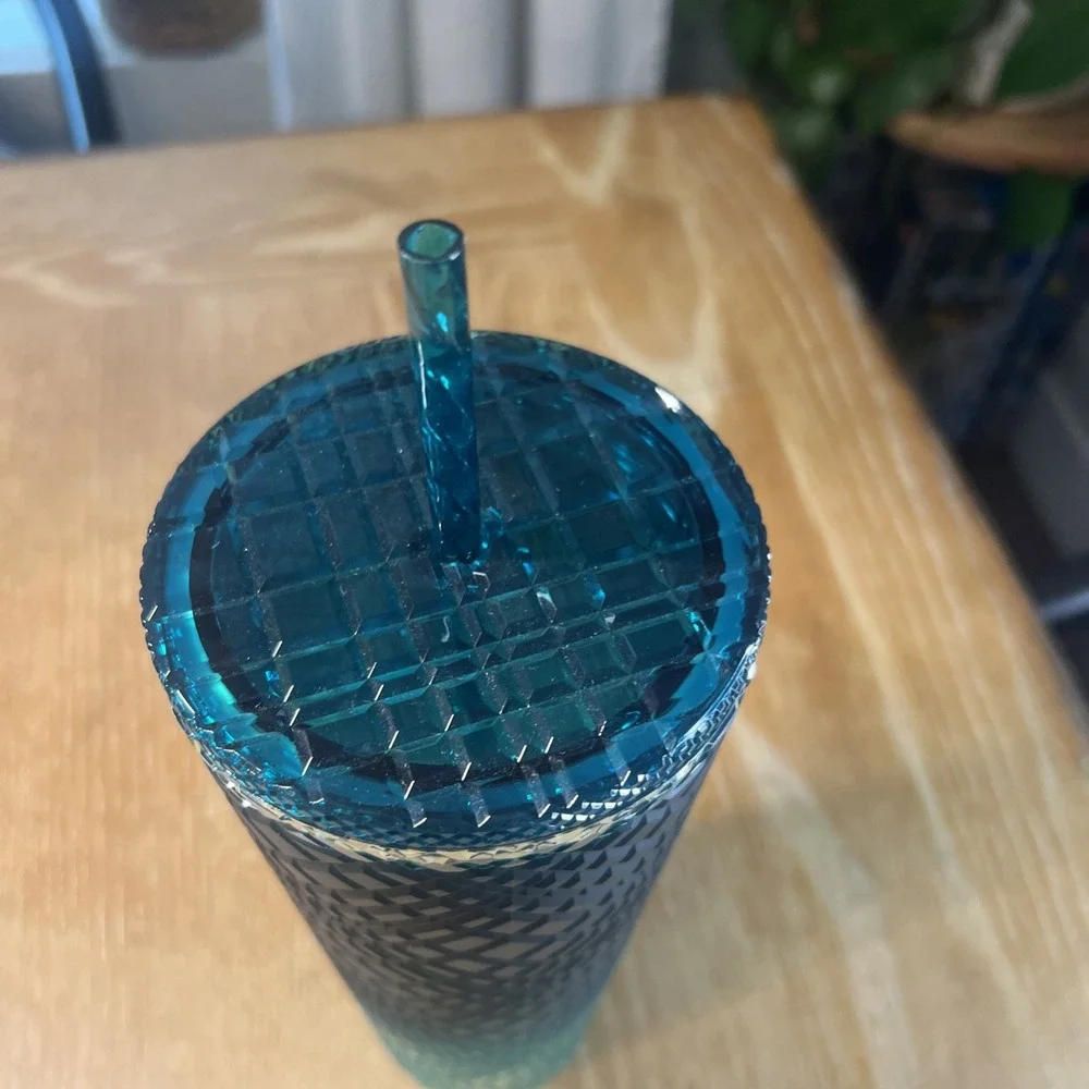 Starbucks Tumbler Teal Treen Blue Jeweled Ombre Cold Cup‎  24 fl oz NEW